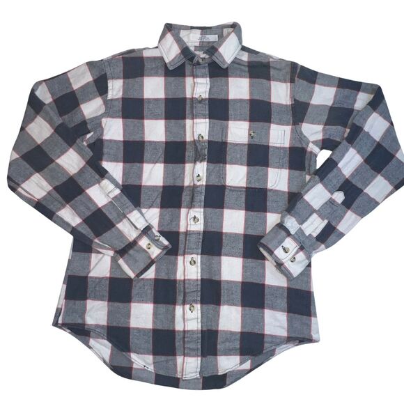 Vtg Brigade Shirt Mens Medium Button Front Collared Black White Plaid Cotton - Picture 4 of 10